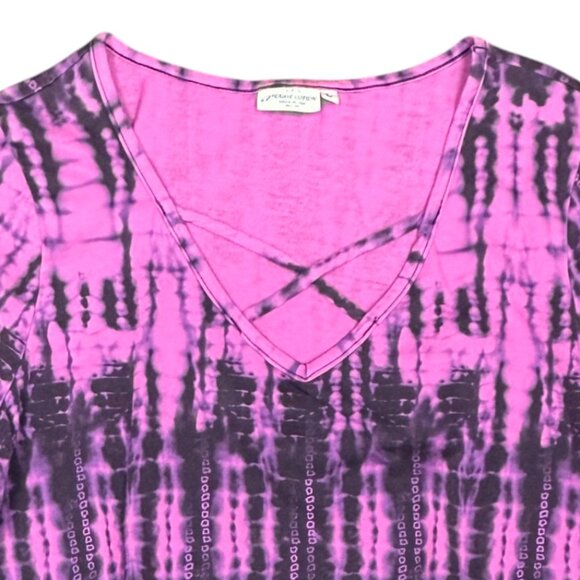 EUC Women's PRAIRIE COTTON High Tides Criss Cross 3/4 Sleeve Tunic | Size L - Picture 4 of 7